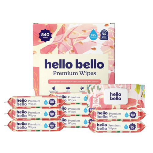 Amazon.com: Hello Bello Premium Baby Wipes for Sensitive Skin, Hypoallergenic, Fragrance-Free, 99% Water with Chamomile & Aloe, Multi-Use, Rosy Posy, 9 Resealable Packets, 540 Wipes : Everything Else