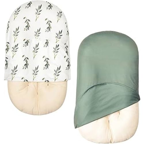 2 Pack Baby Lounger Cover Soft Cotton Slipcover Fits Newborn Lounger for Baby Boys and Girls Infant Lounger Cover (2 Pack Olive Branches)