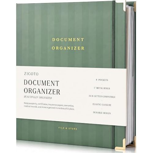 Aesthetic Document Organizer - Sturdy Striped 3-Ring Binder for Files