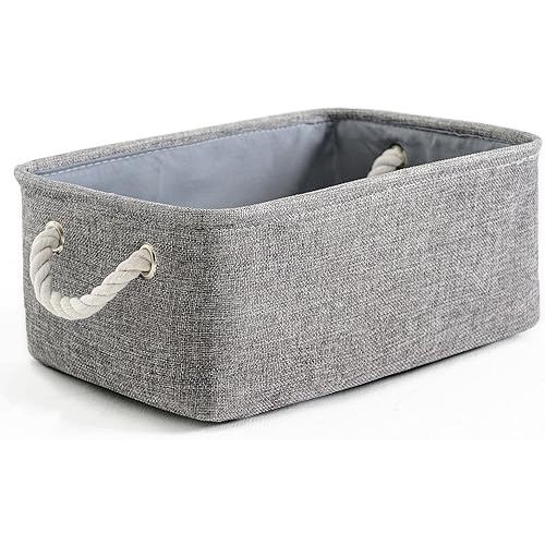 TheWarmHome Storage Bins for Shelves - 11.8x7.9x5.2 inch Grey Small Storage Baskets for Organizing, Fabric Storage Cubes Closet Organizer for Home Nursery Gift Decorative (Gray)