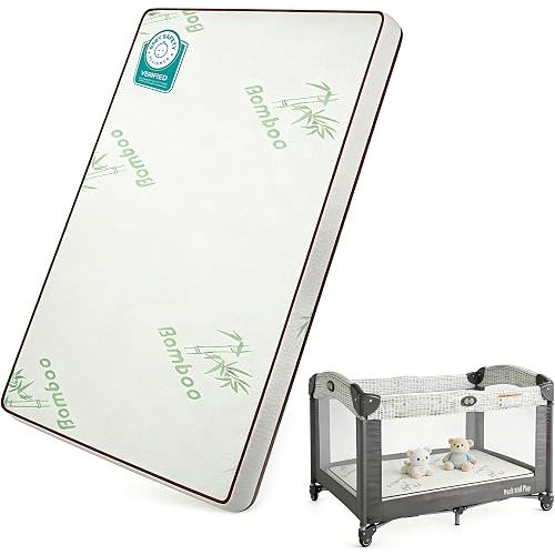 Bamboo Pack and Play Mattress Topper, 38" x 26" Baby Playpen Mattress Pad