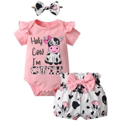 Infant Baby Girl Clothes Summer Ruffle Sleeve Romper Floral Shorts Headband 3Pcs Outfits Set