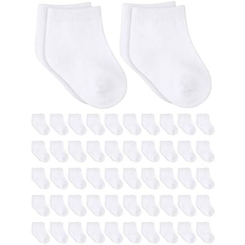 Jecery 50 Pairs Baby Cotton Socks Bulk Newborn Ankle Unisex Baby Socks Stretch for Toddler Boys Girls