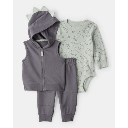 Baby Boy 3-Piece Dinosaur Vest Outfit Set - Grey - Carter's | Carter's