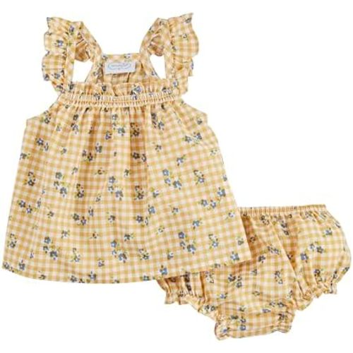 Mud Pie baby-girls Mud Pie Children's Yellow Gingham Pinafore Set