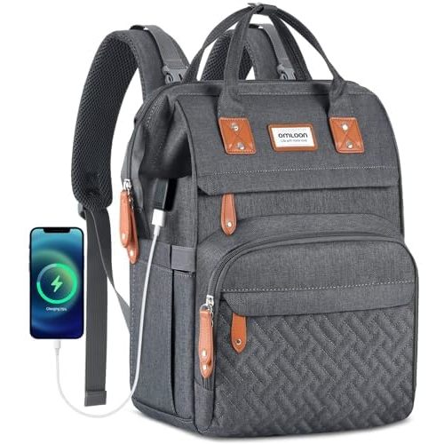 Diaper Bag Backpack, Large for Travel with USB Charging Port for Moms Dads,Waterproof for Unisex Baby (Dark Grey)