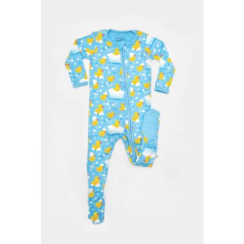 Soft & Stretchy Zipper Footie - Rubber Duckies