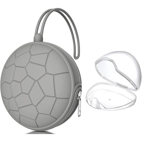 Pacifier Holder Case,BPA Free Portable Pacifier Storage Container,Silicone Baby Pacifier Cover Pouch for Diaper Bag Stroller,Travel Outdoor Activities,Easy to Clean(Grey)