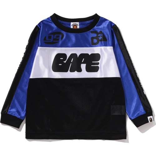 BAPE Kids Mesh Long Sleeve T-Shirt Stripe Blue Red Regular Fit 2025 – us.bape.com
