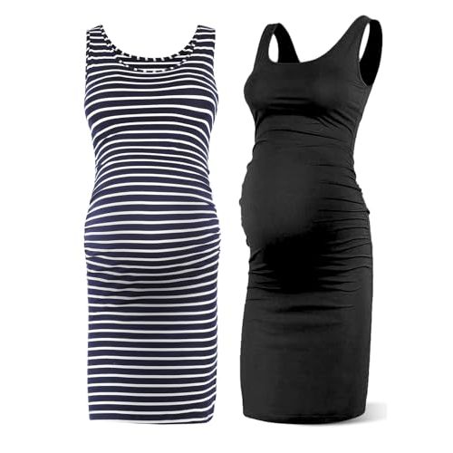 Rnxrbb S-2XL Women Summer Sleeveless Maternity Dress Pregnancy Tank Scoop Neck Mama Clothes Casual Bodycon Clothing
