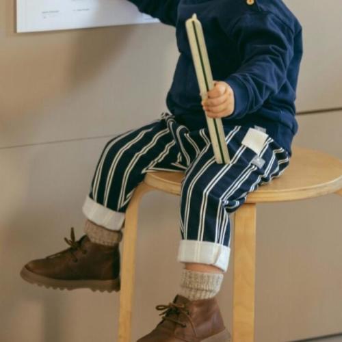 Snug - Organic Cotton Striped Pant - Navy