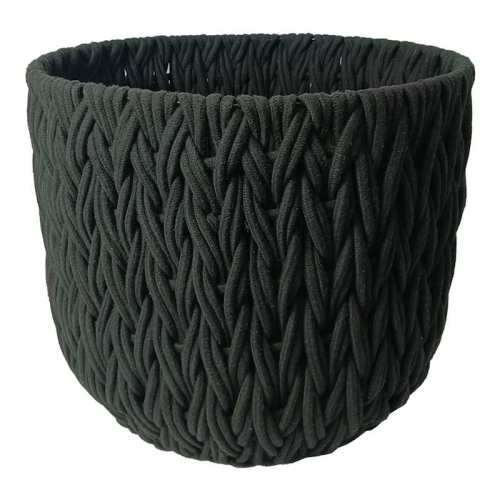 Black Chunky Round Fabric Storage Basket, Large