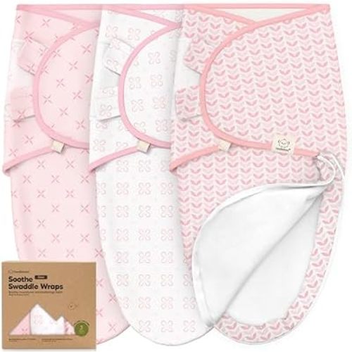 KeaBabies Newborn Swaddles with Zippers, 3pk Baby Swaddle (Blossom, 0-3M)