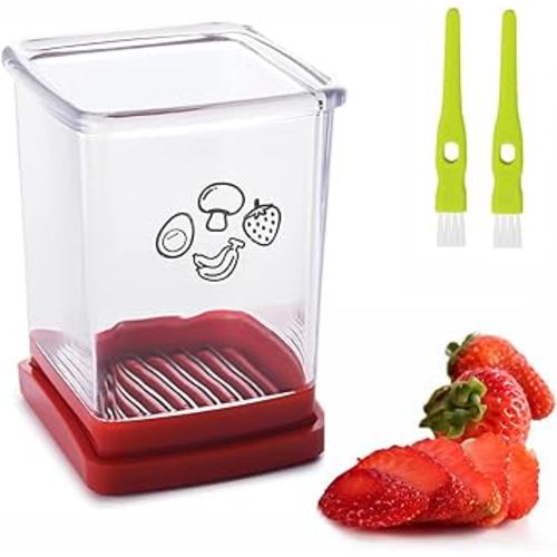 Stainless Steel Fruit Slicer Cup,Multifunctional Speed Cutter for Strawberry Banana Grape Egg Portable,Kitchen Gadget for Vegetable Cutting Salad Prep Must-Have Kitchen Tool.
