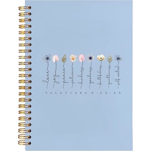 BearCake Boho Floral Christian Notebook Journal,Bible 5:22-23 Christian Gifts for Women, spiral Bible Notebooks for Note Taking, Bible Journaling Notebook,Hardcover Spiral Notebook 5.5x8.3 blue