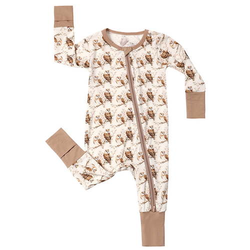 WIBACKER 3-24M Bamboo Newborn Baby Convertible Footie Pajamas, Toddler Footed Zipper Sleeper for Infant Baby Boys - Owl