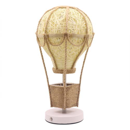 Hot Air Balloon Table Lamp, LED Night Light with Handcrafted Rattan Shade, Soft Ambient Lighting, Bedroom, Nursery, Childs Room, Decorative Desk Lamp, Cozy Mood Lighting Gift