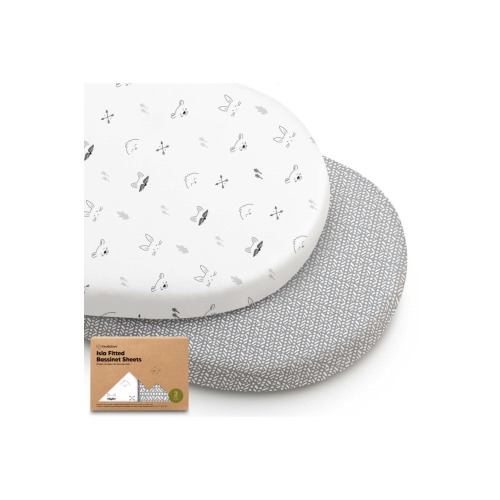 2-Pack Isla Fitted Bassinet Sheets, One Size