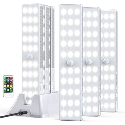 LED Closet Light with Charging Station, 6 Pcs 30LEDs 8'' Dimmer Rechargeable Motion Sensor Under Cabinet Lighting, Stick-Anywhere Night Light for Wardrobe,Kitchen