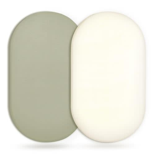 GRSSDER Stretchy Ultra Soft Fitted Bassinet Sheet 2 Pack, Universal Fit for Bassinets Baby Cradle Moses Basket Oval Rectangle Mattress Safe and Snug, Jersey Bassinet Sheets for Girls, Cream/Sage