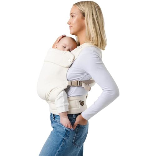 Mabē Monarch Ergonomic Baby Carrier – Premium Cotton Soft Structured Newborn to Toddler Carrier with Hip-Healthy Design, 3 Carry Positions (7-35lbs), Lightweight & Breathable, (Ivory)