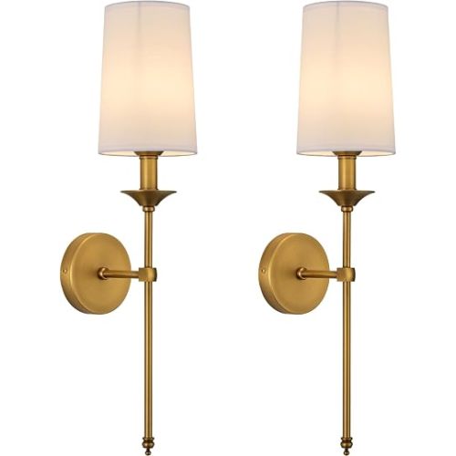 PASSICA DECOR Wall Sconce Set of 2 Hardwired Vintage Antique Brass Sconce Candle Wall Light for Bedroom Living Room Vanity Farmhouse Bathroom Hallway