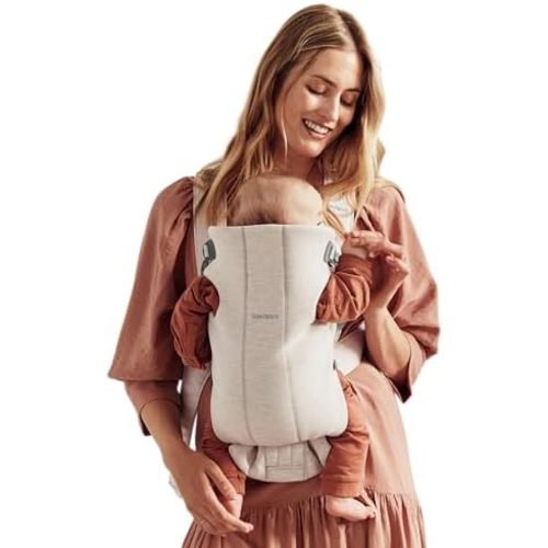BabyBjörn Baby Carrier Mini, Light Beige, 3D Jersey | Newborn Carrier, Ergonomic, Easy-to-Use