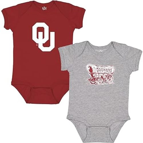 Oklahoma Sooners Bodysuit 2 Pack Short Sleeve 100% Cotton