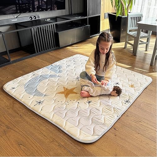 MioTetto Baby Mat for Floor, 50" x 50" Playpen Mat, Thick Soft Foam Padding Baby Play Mat, Portable Quilted playmat - Washable Baby Floor Play mat, Non-Slip Play Mat for Babies & Toddlers