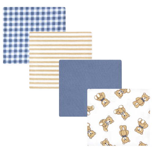 Hudson Baby Unisex Baby Cotton Poly Flannel Receiving Blankets, Gentleman Bear, One Size