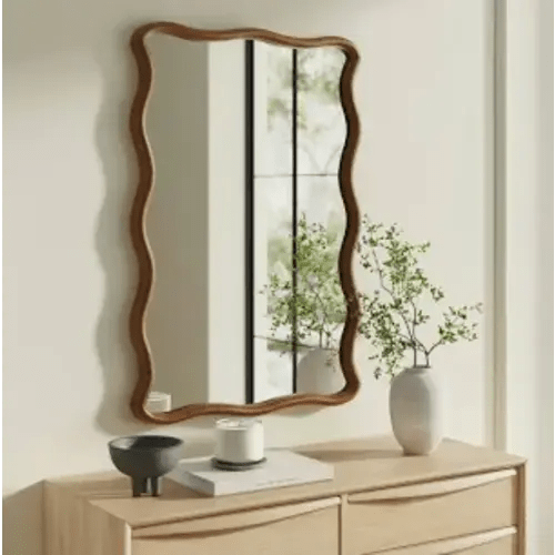 Wavy Walnut Mirror