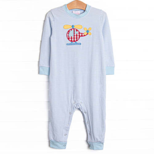 Helicopter Applique Romper, Blue – Stitchy Fish