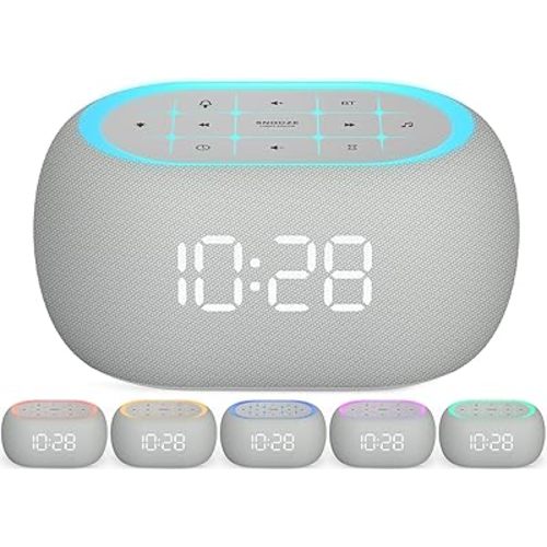 ANJANK White Noise Sound Machine Alarm Clock with Bluetooth Speaker, 21 Relaxing Sounds, 7 Night Lights,0-100% Dimmer/Sleep Timer/30-Level Volume Control,Sound Machine for Kids Adults Sleeping,Bedroom