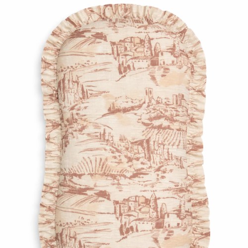Brown Toile Ruffle Baby Lounger Cover