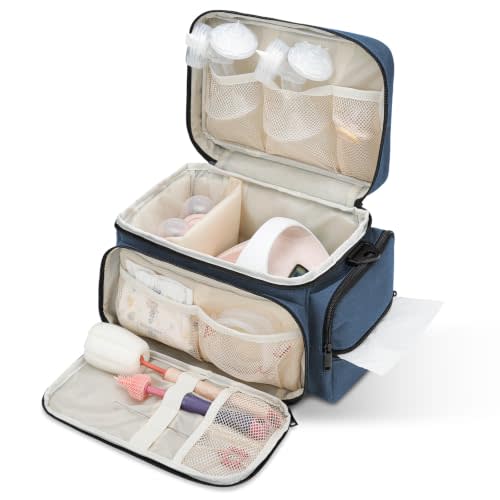 GDNasist Breast Pump Bag Compatible with Spectra S1 and S2, Pumping Bag | Portable Pump Carrying Case with Waterproof Mat for Pump Accessories, Used for Work, Travel and Family, Blue
