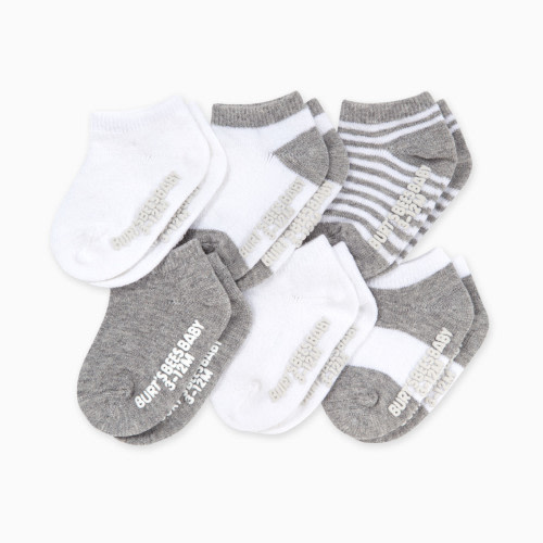 Burt's Bees Baby Ankle Socks (6 Pack) - Heather Grey Pattern, 0-3 M