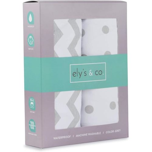 Waterproof Bassinet Sheets 2-Pack for Baby Boy or Baby Girl - (Grey Chevron & Grey Polka Dots)