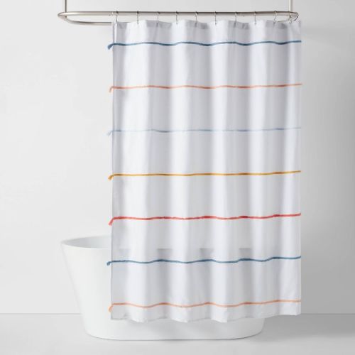 Multi Striped with Tassels Kids' Shower Curtain - Pillowfort™: Kids Bathroom Decor, Twill, OEKO-TEX Certified