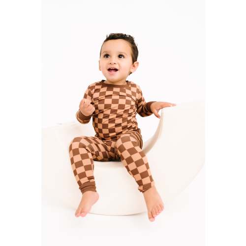 Espresso Checkered Bamboo Set