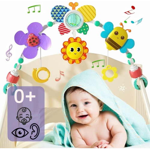 Ludolm Baby Stroller Arch Toys, Travel Car Seat Toys, Baby Play Arch Crib Accessory Toys, Mobile for Bassinet, Pram Activity Arch Bar Toys for Babies Infants