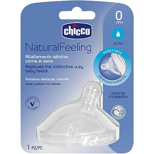 Chicco Teat NaturalFeeling 0M+ Normal Flow Silicone Angled Vented Bottle Nipple