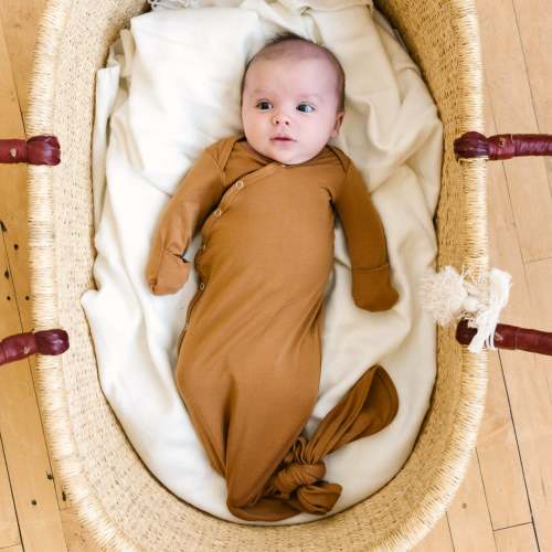 Newborn Knotted Gown - Camel