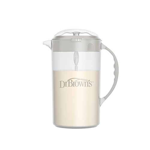 Dr. Brown's Baby Formula Mixing Pitcher with Adjustable Stopper, Locking Lid & No Drip Spout, Gray, BPA-Free, 36 oz
