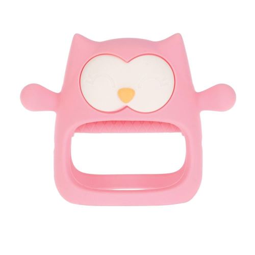 Nuby Silicone Wrist Grip Teething Mitten - 3+ Months, Pink Owl