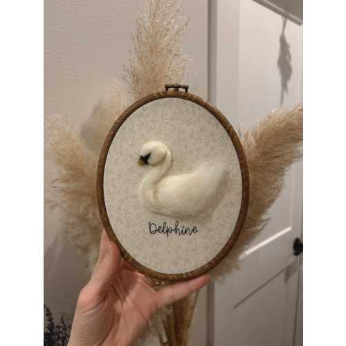 Hand Felted Swan- Nursery Decor, Baby Room, Toddler Room, Kids Room, Baby Shower Gift, Wall Decor, Heirloom