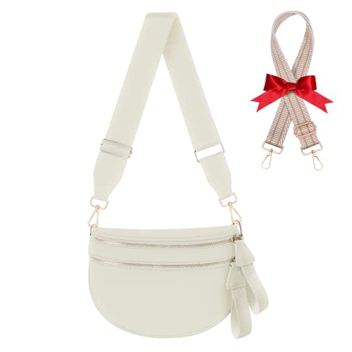 Bum Bags for Women Checkered Crossbody Bag Large Nylon Belt Purse Fanny Packs, Bonus with a Extra Strap