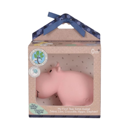 Hippo Natural Organic Rubber Teether, Rattle & Bath Toy – Sammy + Nat