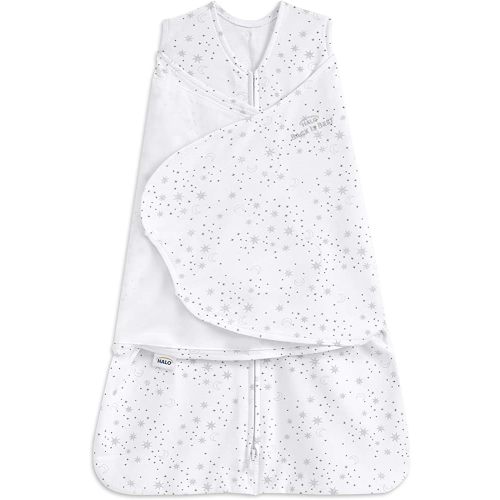 HALO 100% Cotton Sleepsack Swaddle, 3-Way Adjustable Wearable Blanket, TOG 1.5, Midnight Moons Grey, Newborn, 0-3 Months