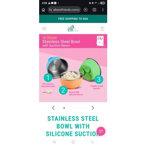 Stainless Steel Bowl with Silicone Suction Sleeve + Lids