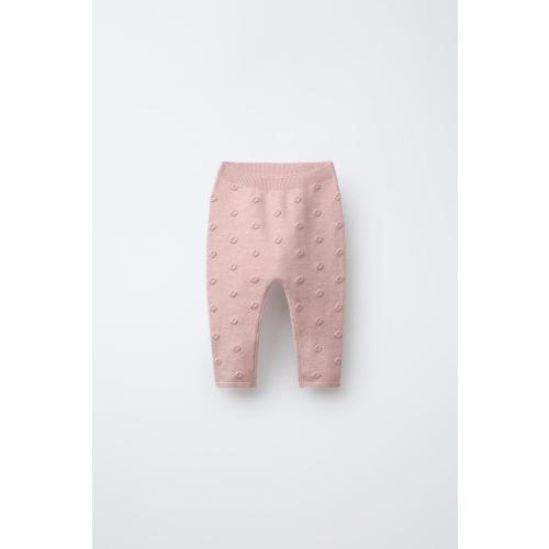 EMBROIDERED FLORAL KNIT LEGGINGS - Light pink | ZARA United States